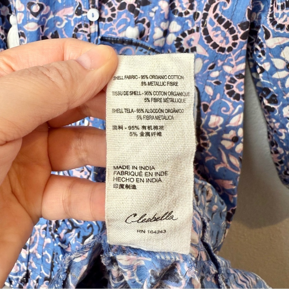 Cleobella Cora Cotton Blue Paisley Aline Full Women’s Bohemian Tassel Dress Sz M - Picture 9 of 12